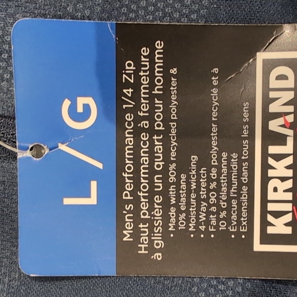 L: Kirkland Signature Men's performance 1/4 zip top. (Dark blue) - Picture 4 of 7